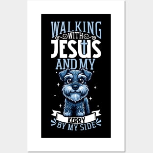 Jesus and dog - Kerry Blue Terrier Posters and Art